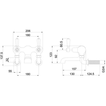 Burlington Kensington Bath Filler Wall Mounted